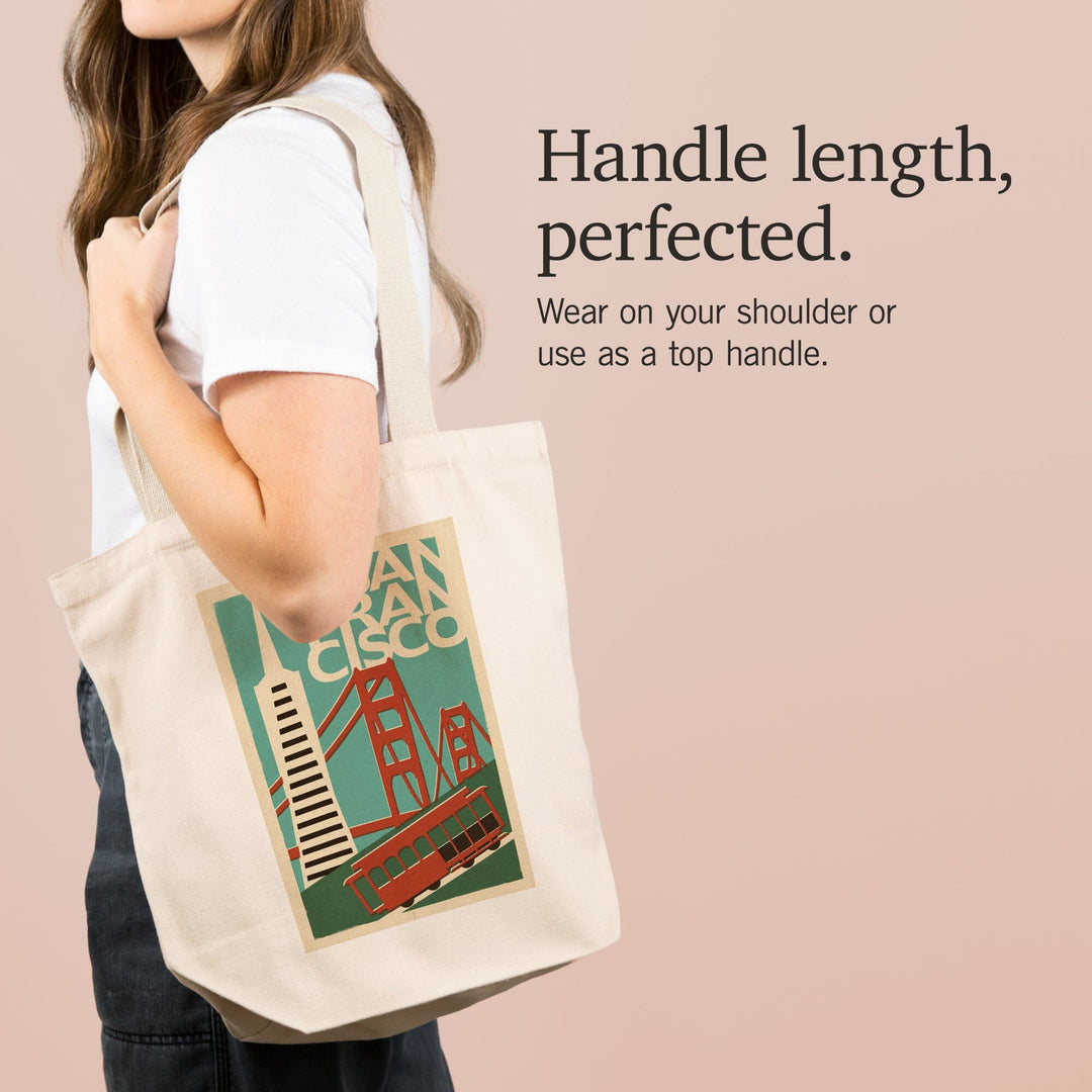 San Francisco, California, Woodblock, Tote Bag Totes Lantern Press 