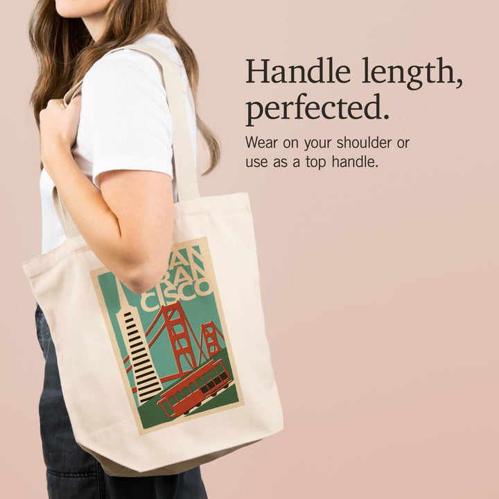 San Francisco, California, Woodblock, Tote Bag Totes Lantern Press 