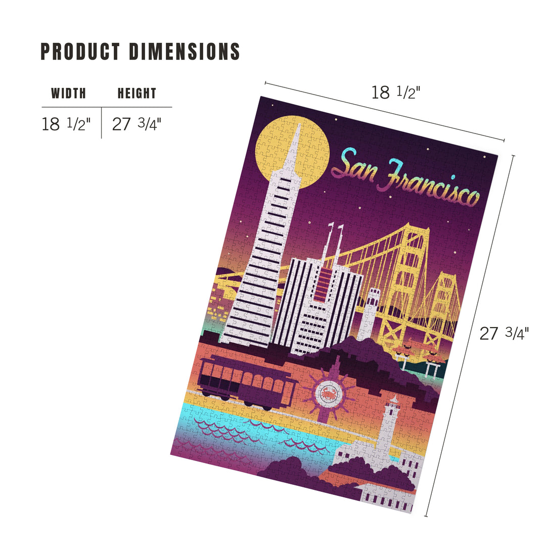 San Francisco, Retro Skyline Chromatic Series, Jigsaw Puzzle Puzzle Lantern Press 