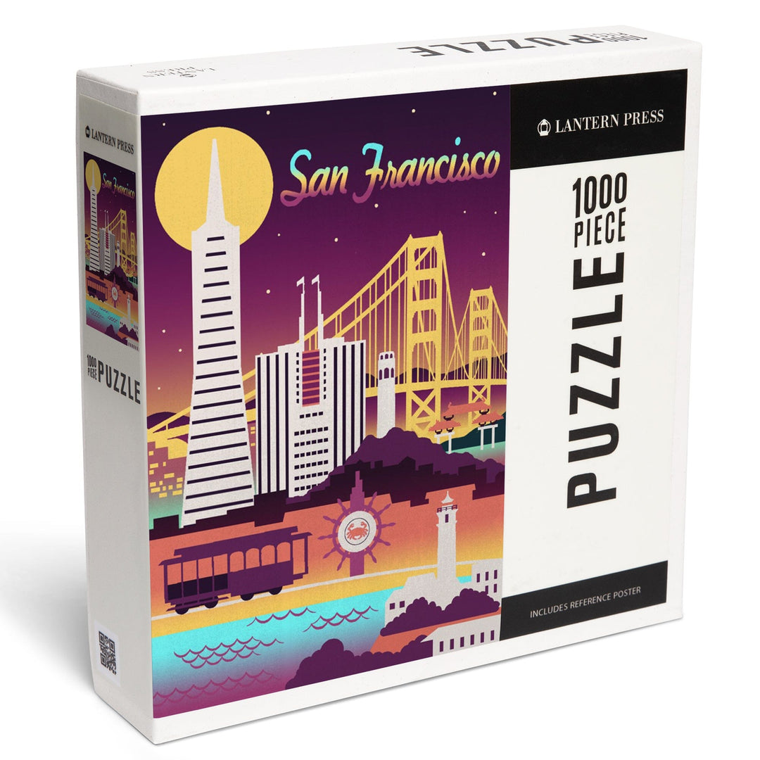 San Francisco, Retro Skyline Chromatic Series, Jigsaw Puzzle Puzzle Lantern Press 
