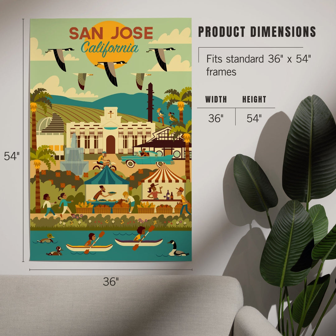San Jose, California, Geometric City Series, Art & Giclee Prints Art Lantern Press 