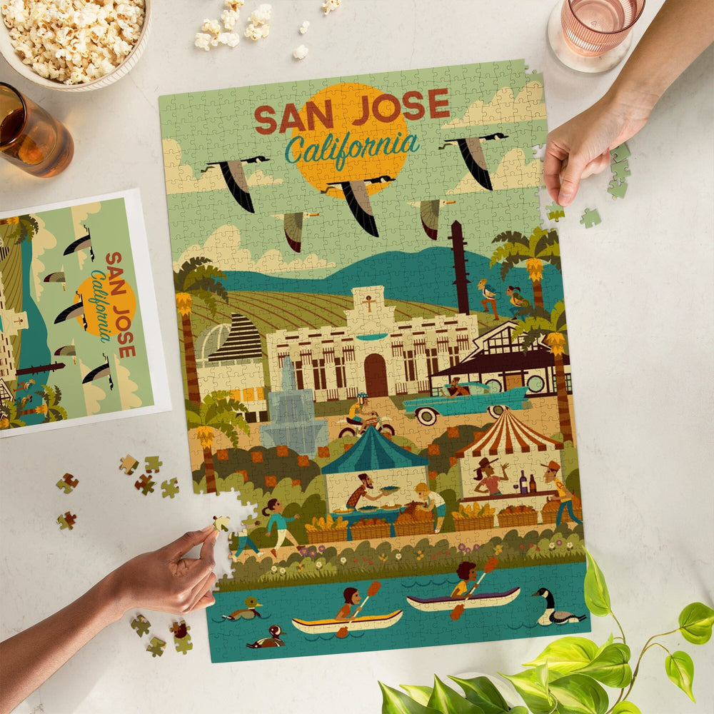 San Jose, California, Geometric City Series, Jigsaw Puzzle Puzzle Lantern Press 