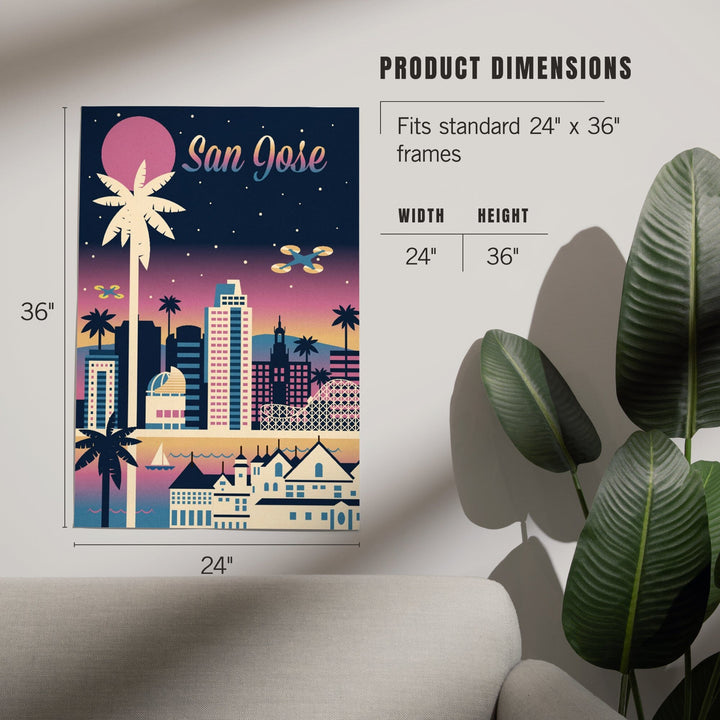 San Jose, California, Retro Skyline Chromatic Series, Art & Giclee Prints Art Lantern Press 