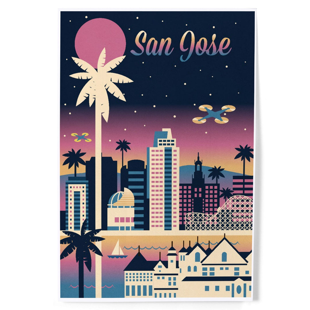 San Jose, California, Retro Skyline Chromatic Series, Art & Giclee Prints Art Lantern Press 