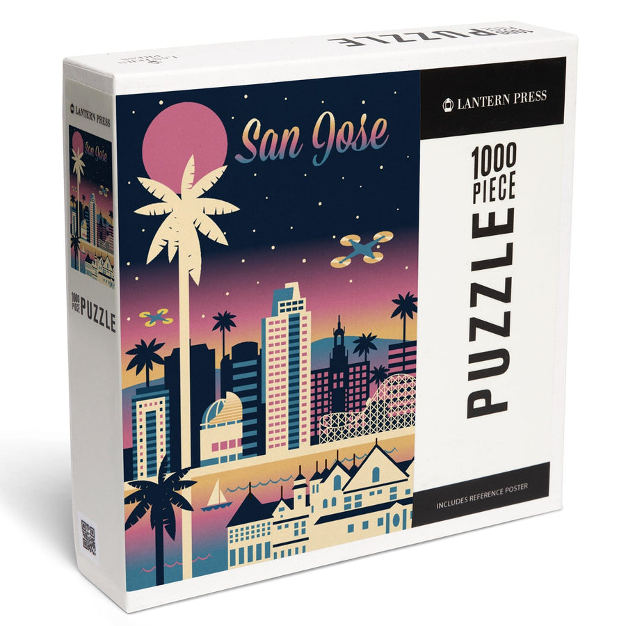 San Jose, California, Retro Skyline Chromatic Series, Jigsaw Puzzle Puzzle Lantern Press 