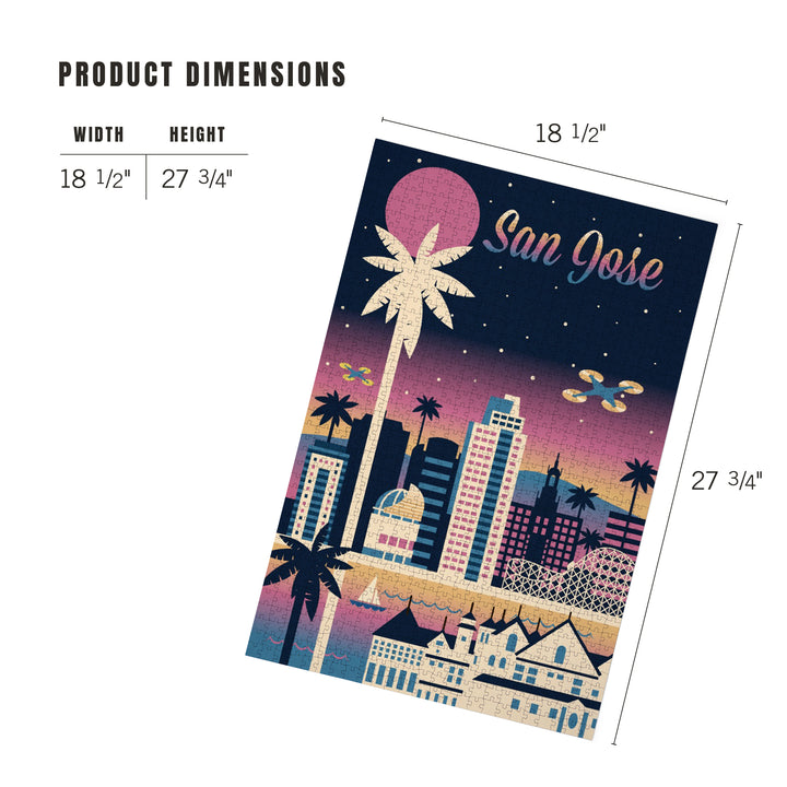 San Jose, California, Retro Skyline Chromatic Series, Jigsaw Puzzle Puzzle Lantern Press 