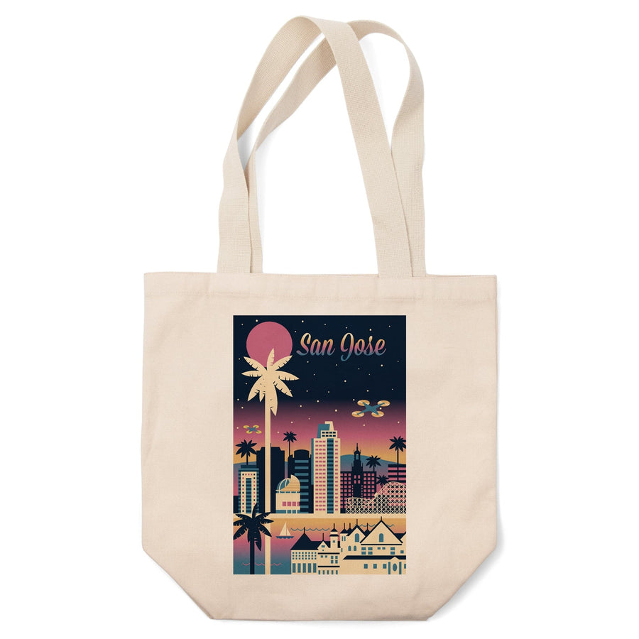 San Jose, California, Retro Skyline Chromatic Series, Lantern Press Artwork, Tote Bag Totes Lantern Press 