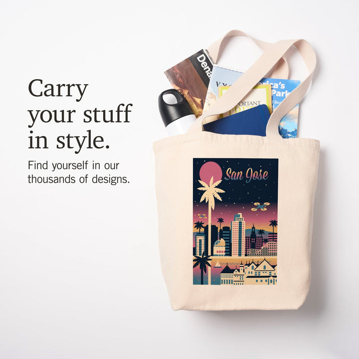 San Jose, California, Retro Skyline Chromatic Series, Tote Bag Totes Lantern Press 