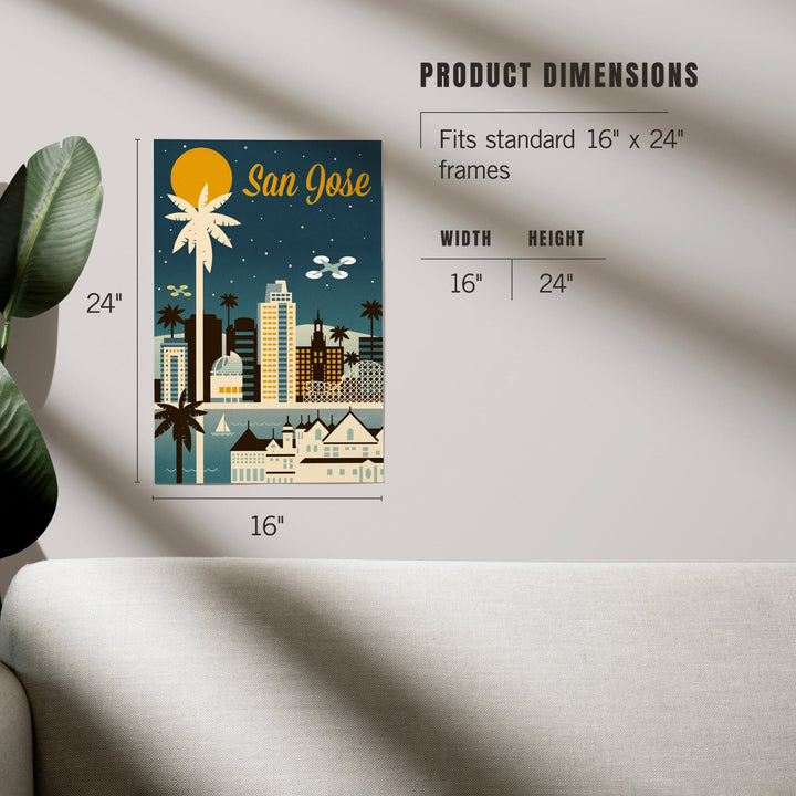 San Jose, California, Retro Skyline Series, Art & Giclee Prints Art Lantern Press 