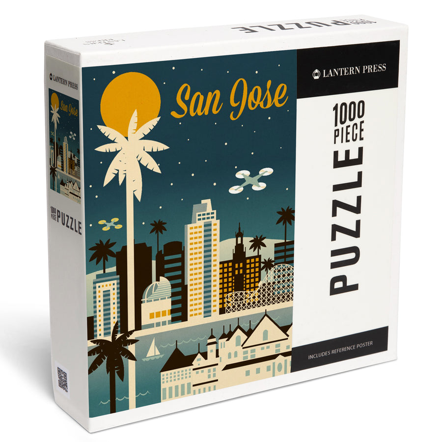San Jose, Retro Skyline Series, Jigsaw Puzzle Puzzle Lantern Press 
