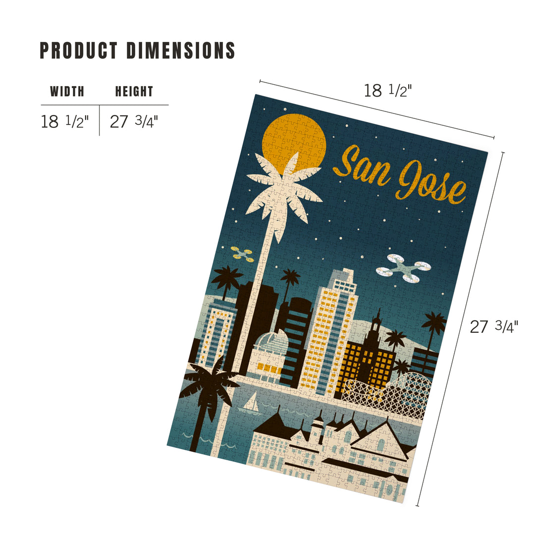 San Jose, Retro Skyline Series, Jigsaw Puzzle Puzzle Lantern Press 