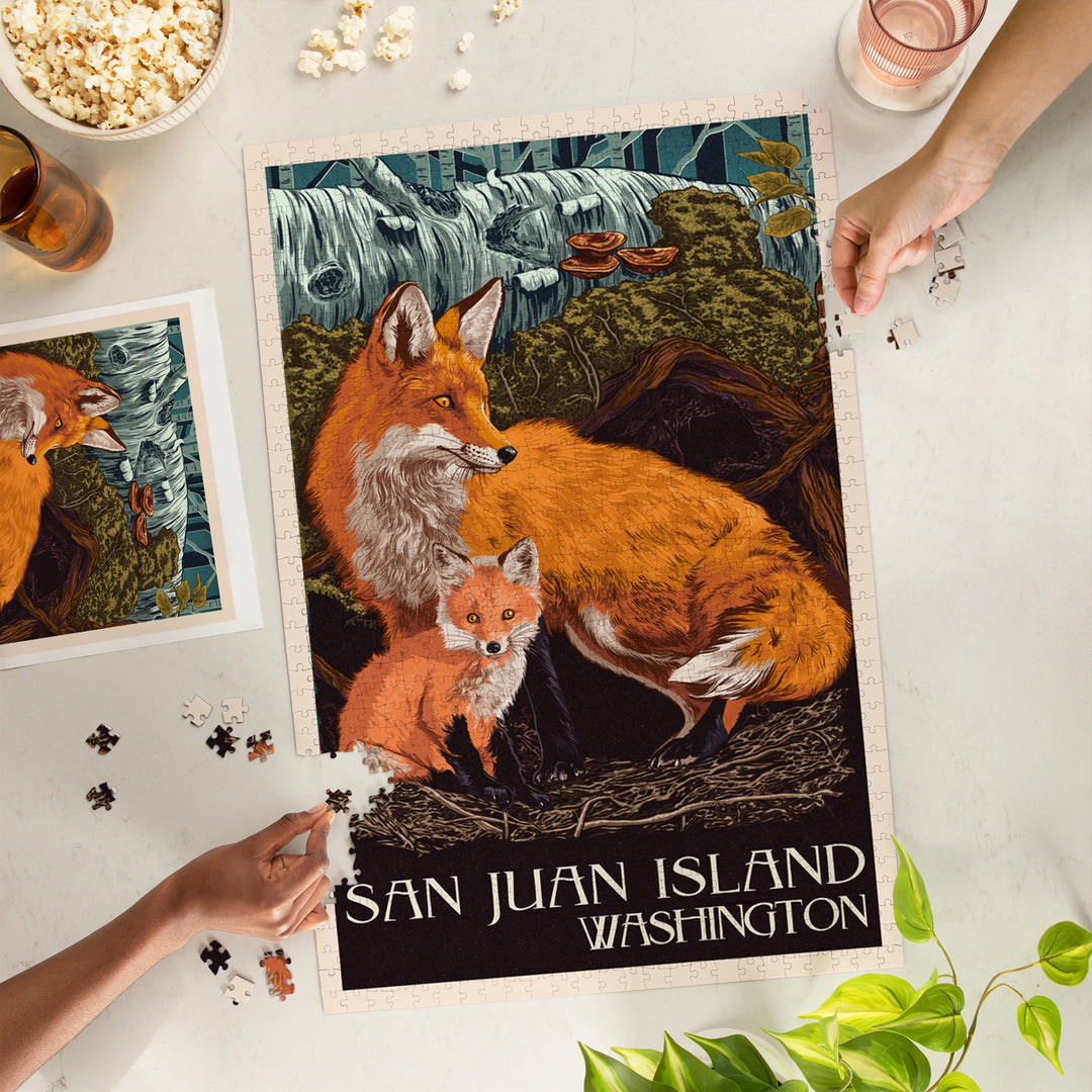San Juan Island, Washington, Fox and Kit, Jigsaw Puzzle Puzzle Lantern Press 
