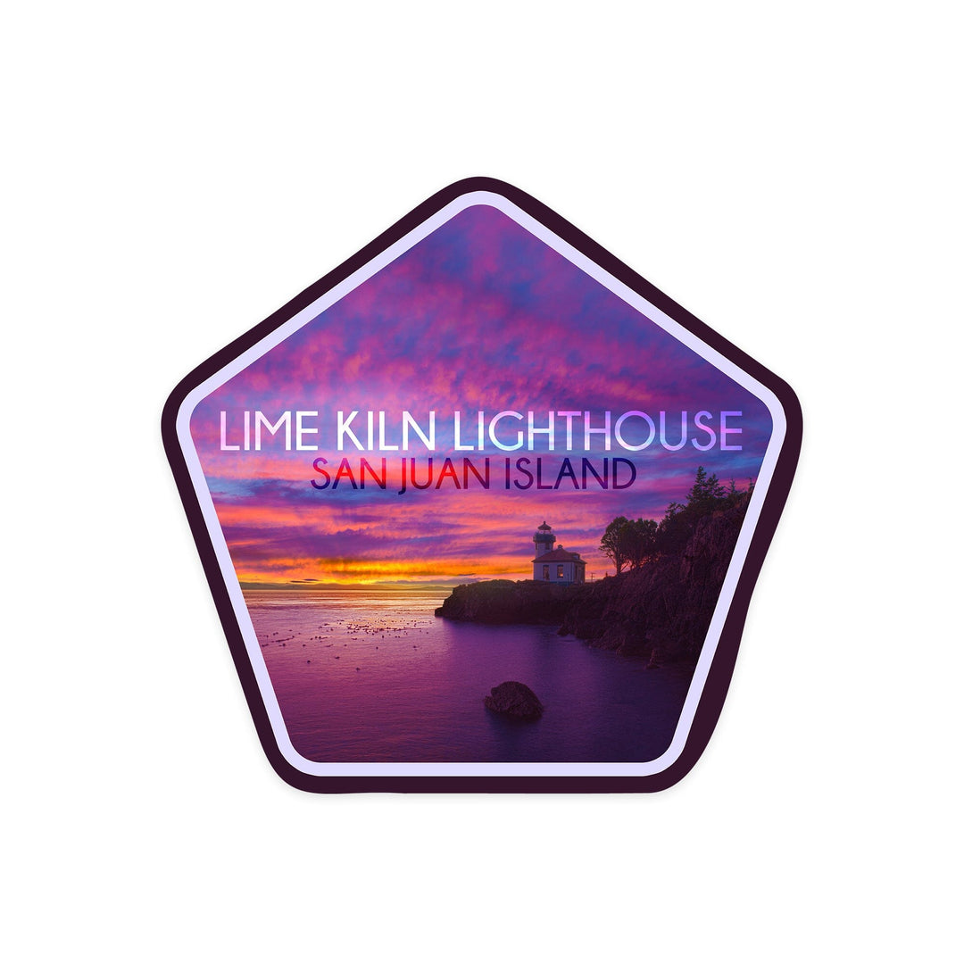 San Juan Island, Washington, Lime Kiln Lighthouse, Contour, Vinyl Sticker Sticker Lantern Press 