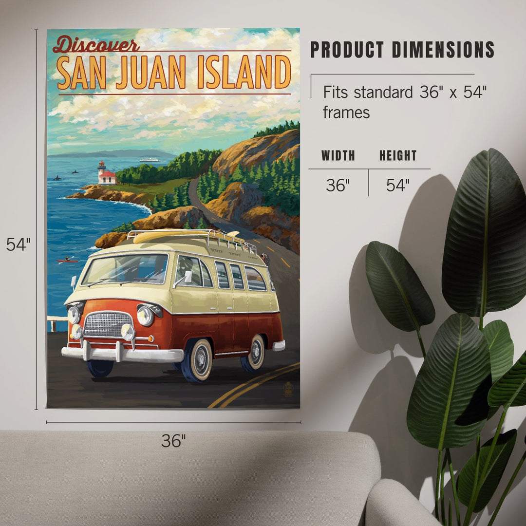 San Juan Island, Washington, LP Camper Van, Art & Giclee Prints Art Lantern Press 