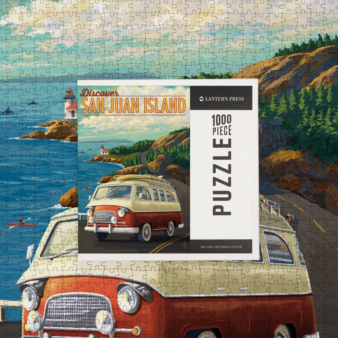 San Juan Island, Washington, LP Camper Van, Jigsaw Puzzle Puzzle Lantern Press 