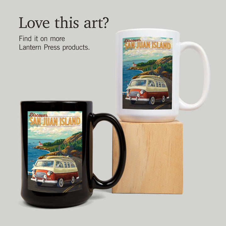 San Juan Island, Washington, LP Camper Van, Lantern Press Poster, Ceramic Mug Mugs Lantern Press 