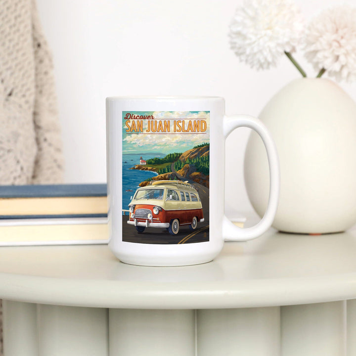 San Juan Island, Washington, LP Camper Van, Lantern Press Poster, Ceramic Mug Mugs Lantern Press 