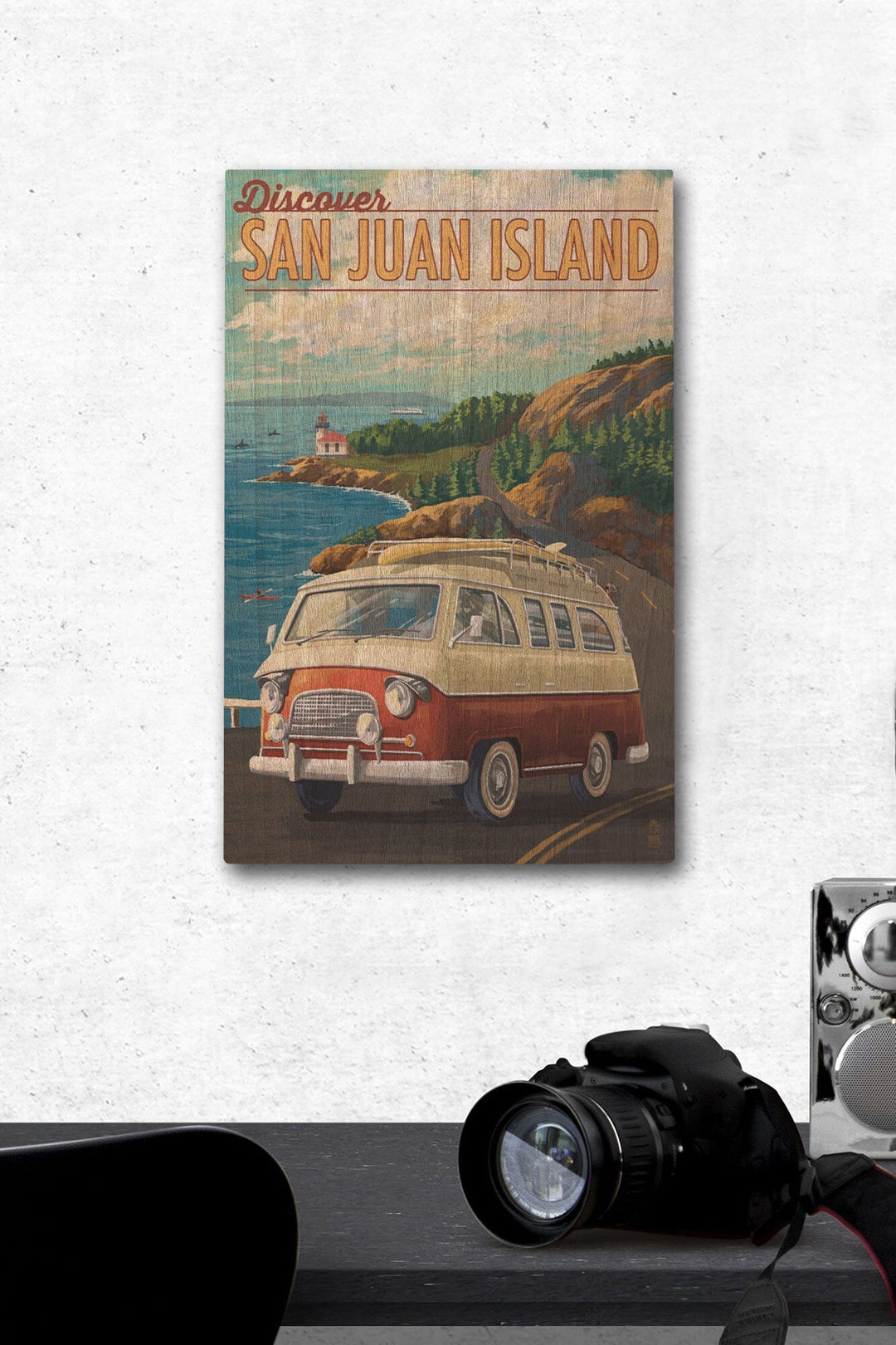 San Juan Island, Washington, LP Camper Van, Lantern Press Poster, Wood Signs and Postcards Wood Lantern Press 12 x 18 Wood Gallery Print 
