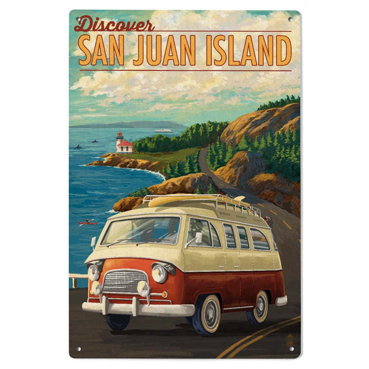 San Juan Island, Washington, LP Camper Van, Lantern Press Poster, Wood Signs and Postcards Wood Lantern Press 
