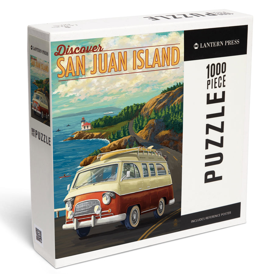 San Juan Island, Washington, Painterly, LP Camper Van, Jigsaw Puzzle Puzzle Lantern Press 