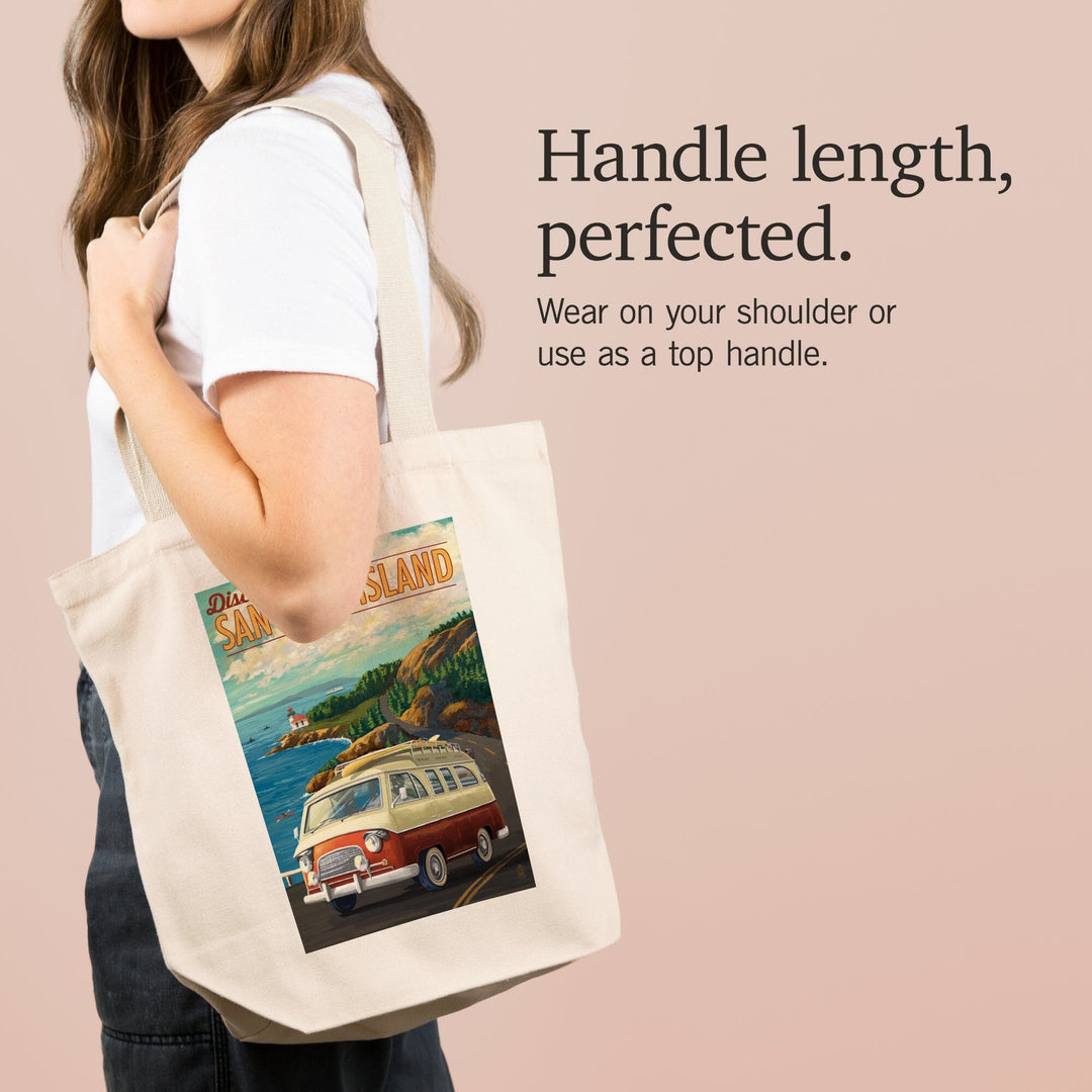 San Juan Island, Washington, Painterly, LP Camper Van, Tote Bag Totes Lantern Press 