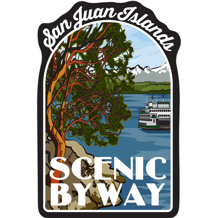 San Juan Islands Scenic Byway, Washington, Contour, Official Logo, Vinyl Sticker Sticker Lantern Press 