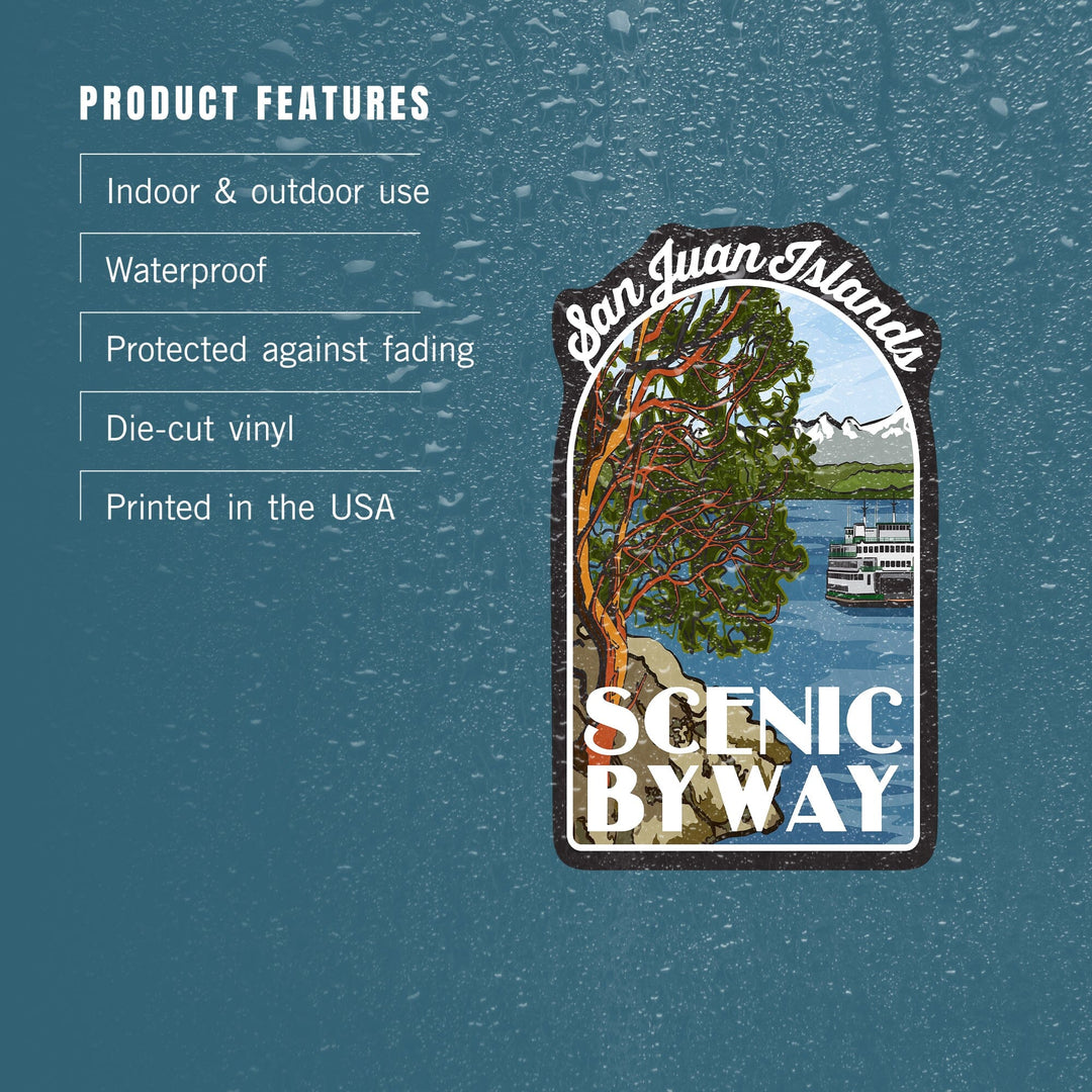 San Juan Islands Scenic Byway, Washington, Contour, Official Logo, Vinyl Sticker Sticker Lantern Press 