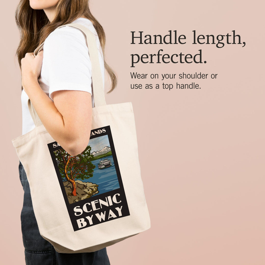 San Juan Islands Scenic Byway, Washington, Official Logo, Tote Bag Totes Lantern Press 