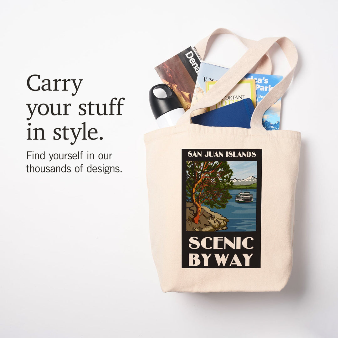 San Juan Islands Scenic Byway, Washington, Official Logo, Tote Bag Totes Lantern Press 