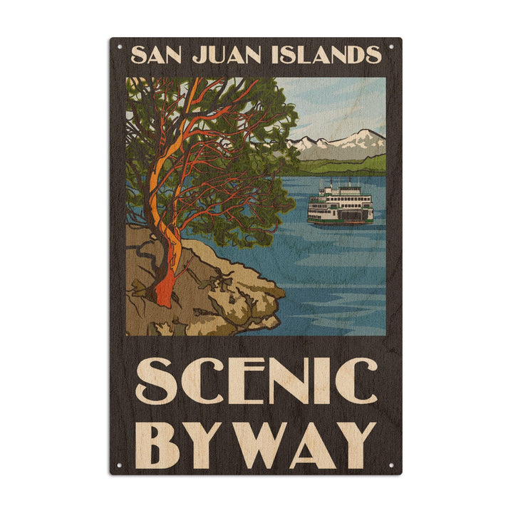 San Juan Islands Scenic Byway, Washington, Official Logo, Wood Signs and Postcards Wood Lantern Press 10 x 15 Wood Sign 