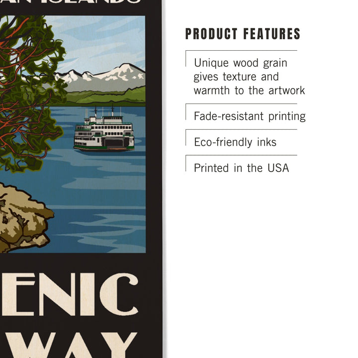 San Juan Islands Scenic Byway, Washington, Official Logo, Wood Signs and Postcards Wood Lantern Press 