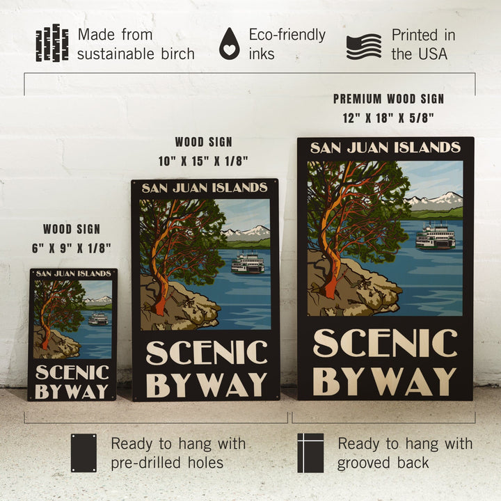 San Juan Islands Scenic Byway, Washington, Official Logo, Wood Signs and Postcards Wood Lantern Press 