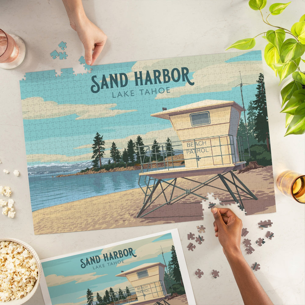Sand Harbor, Lake Tahoe, Painterly, Jigsaw Puzzle Puzzle Lantern Press 