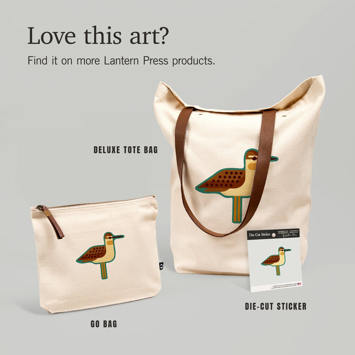 Sandpiper, Geometric, Contour, Lantern Press Artwork, Accessory Go Bag Totes Lantern Press 