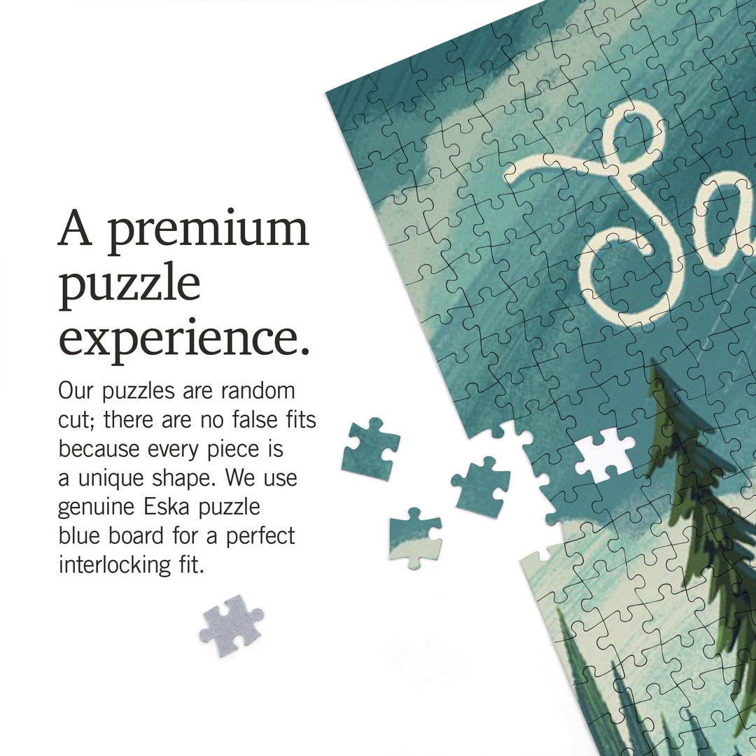 Sandpoint, Idaho, Get Outside Series, At Home Anywhere, Camper in Evergreens, Jigsaw Puzzle Puzzle Lantern Press 