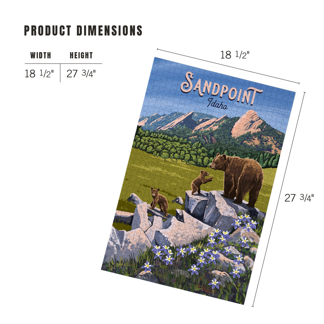 Sandpoint, Idaho, Painterly, Bear and Cubs, Jigsaw Puzzle Puzzle Lantern Press 