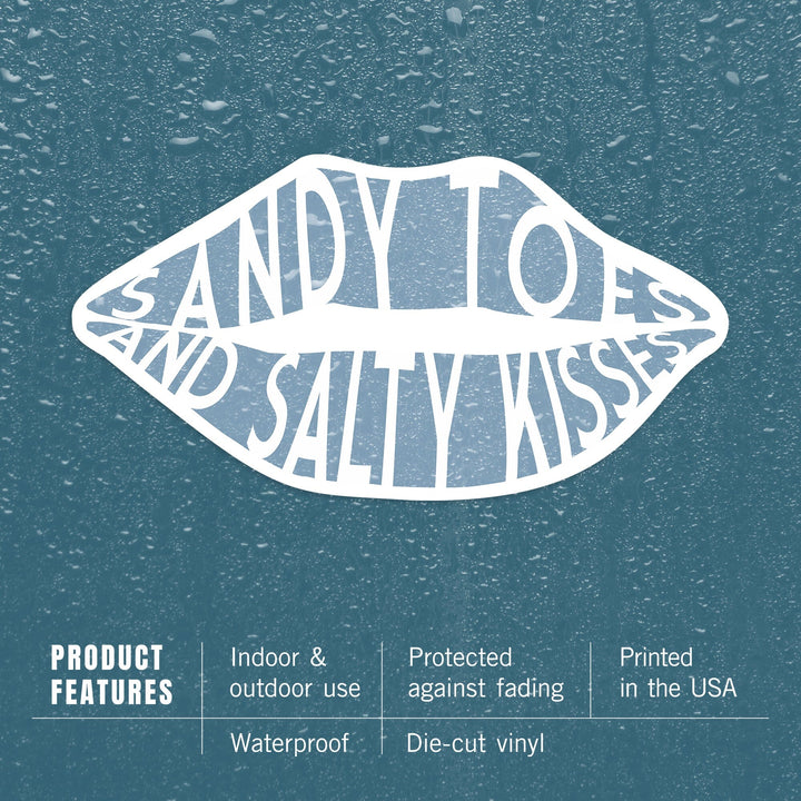 Sandy Toes and Salty Kisses, Simply Said, Blue, Contour, Vinyl Sticker Sticker Lantern Press 