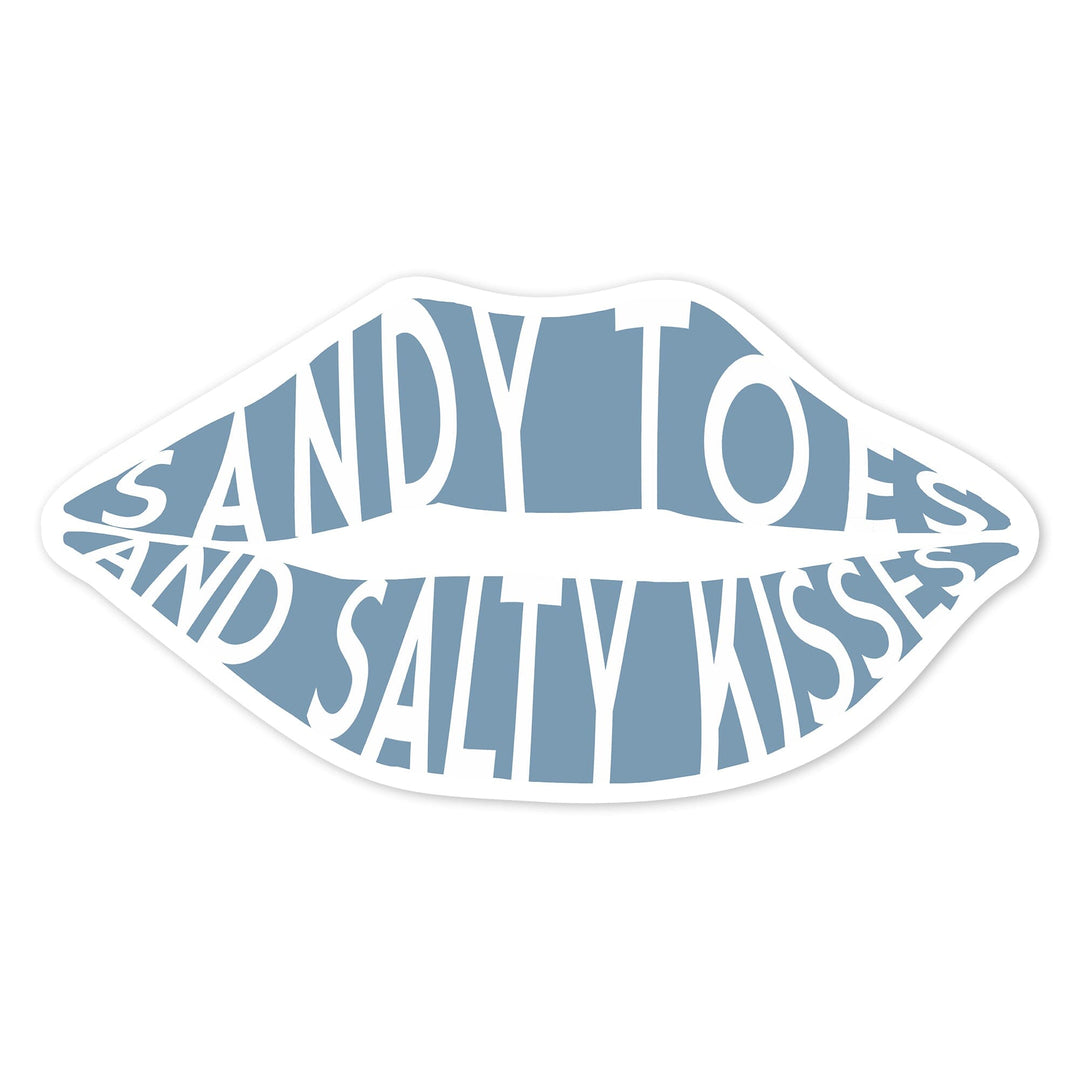 Sandy Toes and Salty Kisses, Simply Said, Blue, Contour, Vinyl Sticker Sticker Lantern Press 