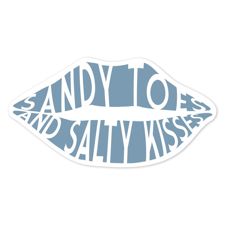 Sandy Toes and Salty Kisses, Simply Said, Blue, Contour, Vinyl Sticker Sticker Lantern Press 