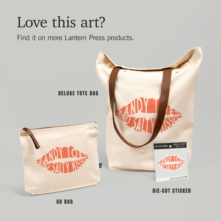 Sandy Toes and Salty Kisses, Simply Said, Orange, Contour, Vinyl Sticker Sticker Lantern Press 
