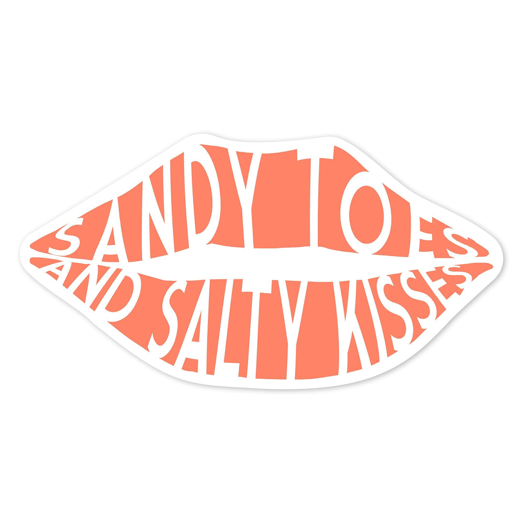 Sandy Toes and Salty Kisses, Simply Said, Orange, Contour, Vinyl Sticker Sticker Lantern Press 