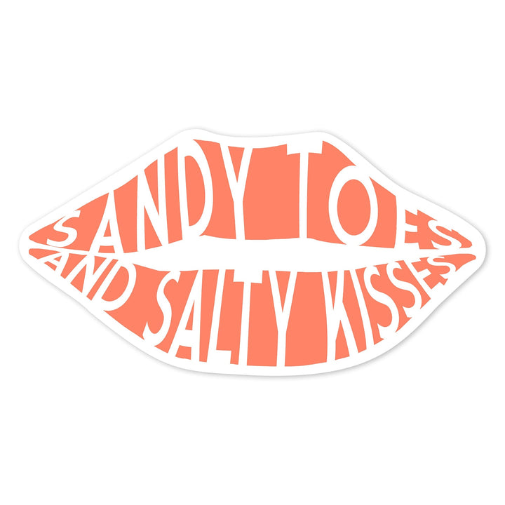 Sandy Toes and Salty Kisses, Simply Said, Orange, Contour, Vinyl Sticker Sticker Lantern Press 