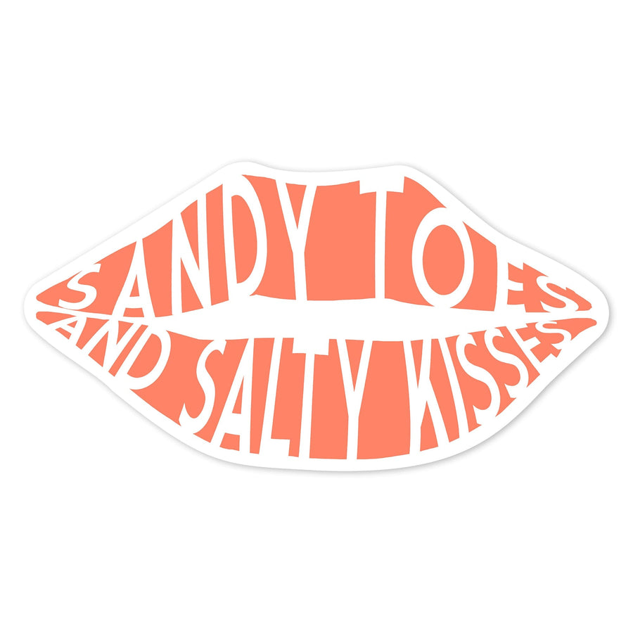 Sandy Toes and Salty Kisses, Simply Said, Orange, Contour, Vinyl Sticker Sticker Lantern Press 