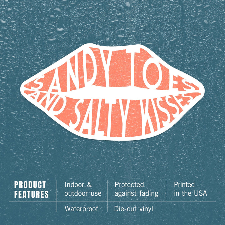 Sandy Toes and Salty Kisses, Simply Said, Orange, Contour, Vinyl Sticker Sticker Lantern Press 