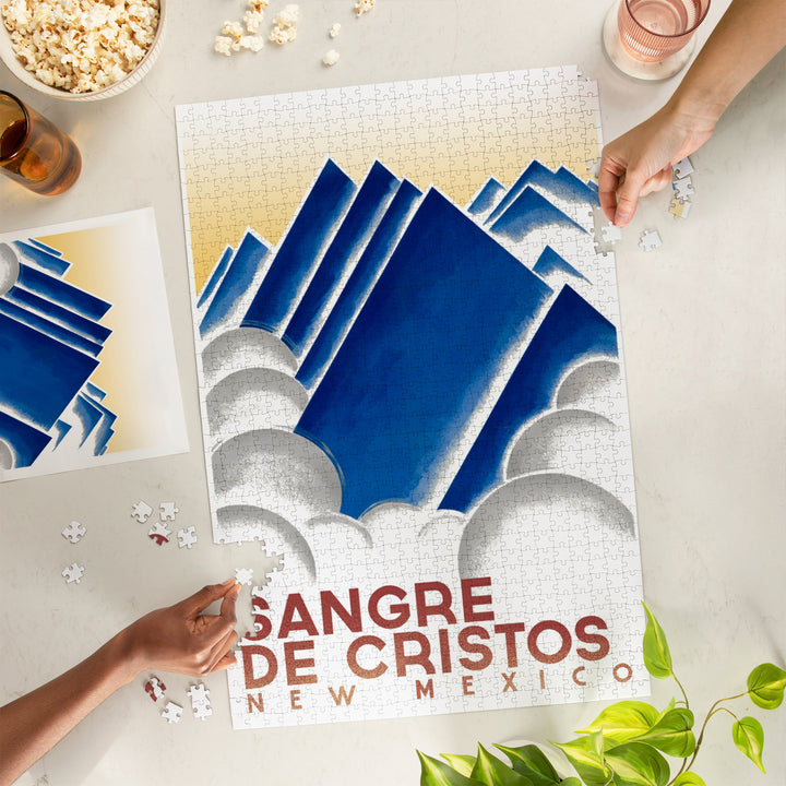 Sangre de Cristos, New Mexico, Geometric Mountain Peaks, Jigsaw Puzzle Puzzle Lantern Press 