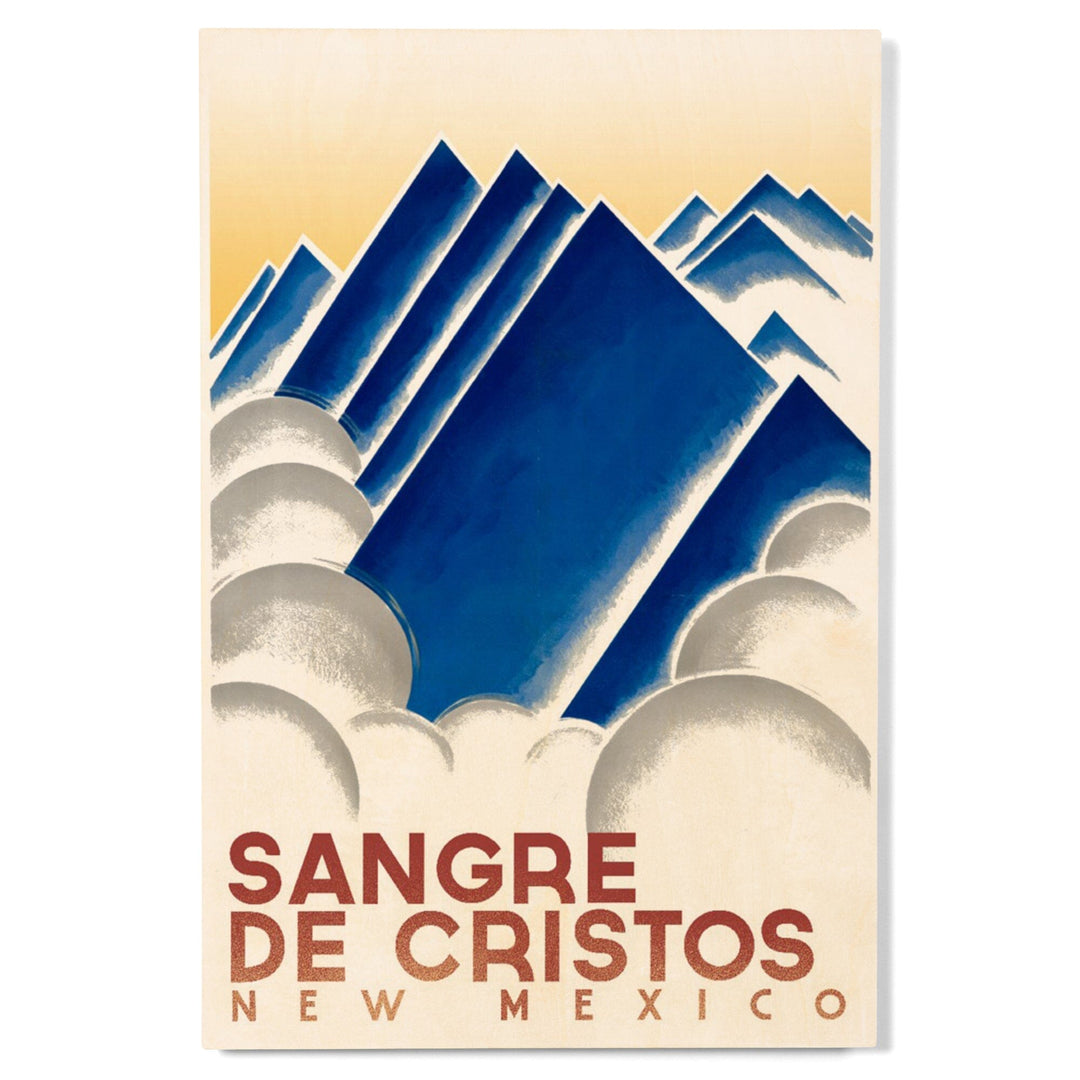 Sangre de Cristos, New Mexico, Geometric Mountain Peaks, Lantern Press Artwork, Wood Signs and Postcards Wood Lantern Press 