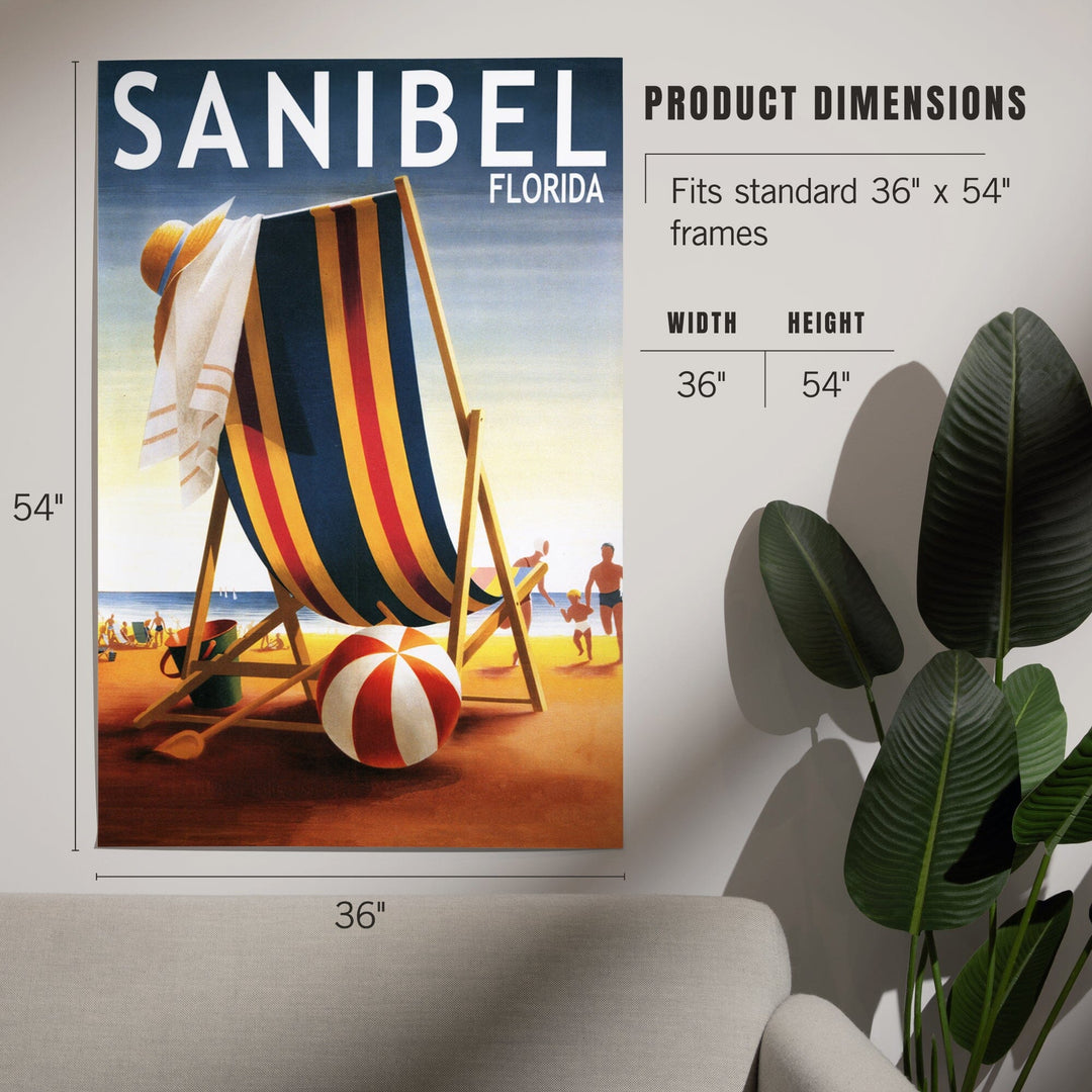 Sanibel, Florida, Beach Chair and Ball, Art & Giclee Prints Art Lantern Press 
