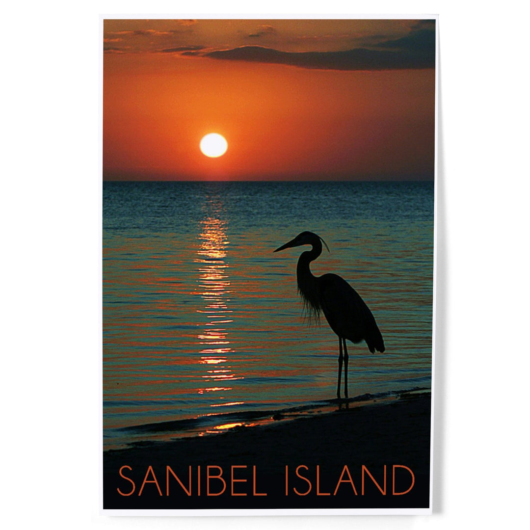 Sanibel Island, Florida, Heron and Sunset, Art & Giclee Prints Art Lantern Press 