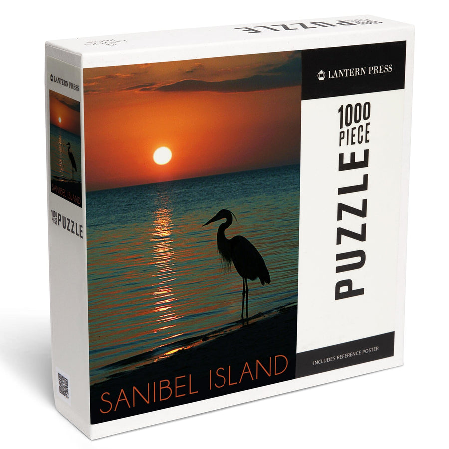 Sanibel Island, Florida, Heron and Sunset, Jigsaw Puzzle Puzzle Lantern Press 