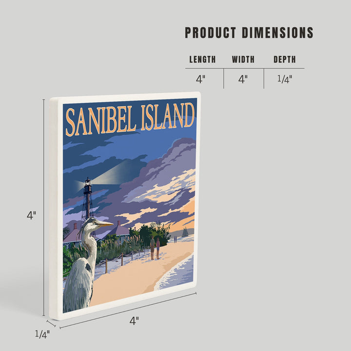 Sanibel Island, Florida, Lighthouse, Coasters Coasters Lantern Press 